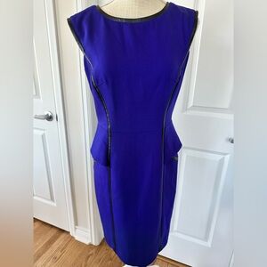 Milly Purple and Black Pipe Trim Peplum Dress